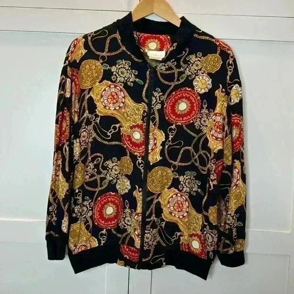 Vintage Bomber Gold Jacket Size: 16 - Picture 1 of 12